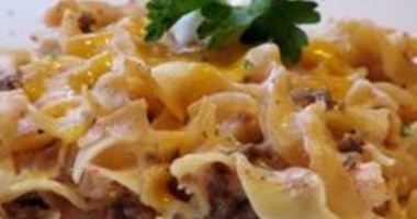 Рецепт Запеканки из макарон с фаршем, творогом и сметаной