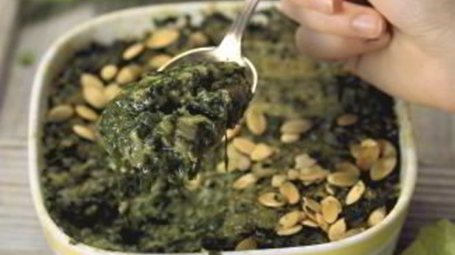 Рецепт запеканки из зелени в сливочном соусе