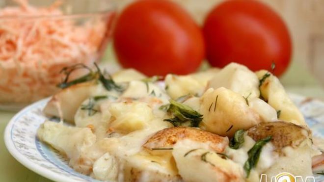 Рецепт запеканки картофельной с грушей и беконом