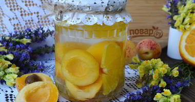 Рецепт Компота из абрикосов и апельсинов на зиму