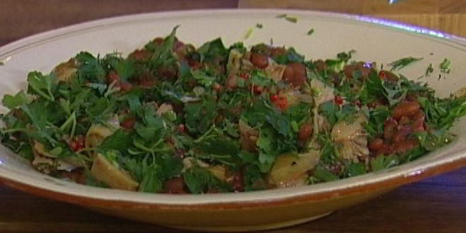 Рецепт фасоли с маринованными артишоками
