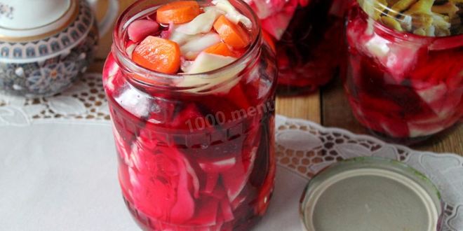 Рецепт маринованной капусты со свеклой на зиму