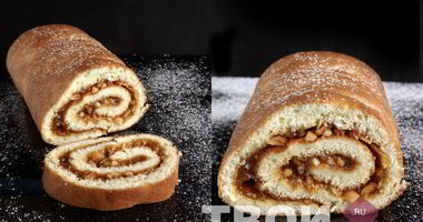 Рецепт Рулета с повидлом и арахисом