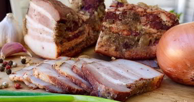 Рецепт Сала в луковой шелухе