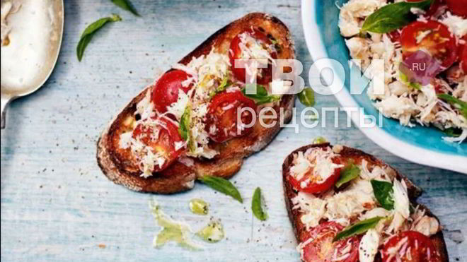 Рецепт брускетты с крабом