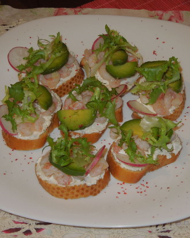 Рецепт брускетты с креветками