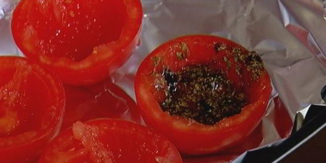 Рецепт брускетты с помидорами-гриль и артишоками