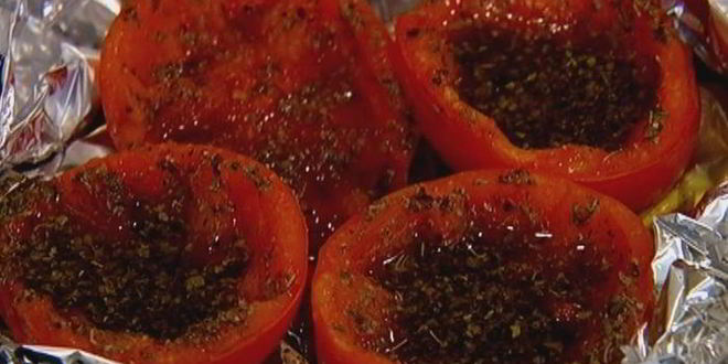 Рецепт брускетты с помидорами-гриль и артишоками