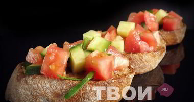 Рецепт Брускетты со свежими овощами