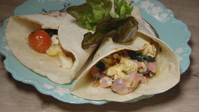 Рецепт буррито с индейкой, беконом и шпинатом