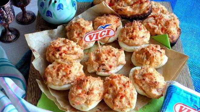 Рецепт запеченных фаршированных яиц