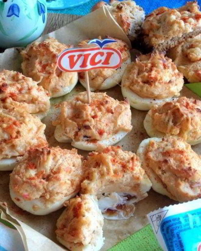 Рецепт запеченных фаршированных яиц