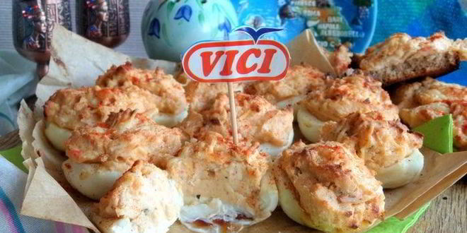 Рецепт запеченных фаршированных яиц