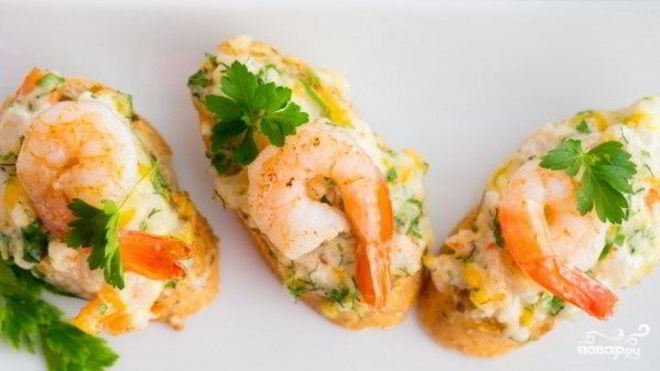 Рецепт гренков с креветками