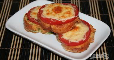 Рецепт Гренков с помидорами и сыром в духовке