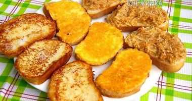 Рецепт Гренков сахарных, сырных и запеченные с яблоками