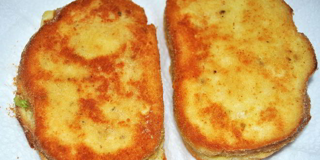 Рецепт Хрустящих жареный гренки с курицей и сыром