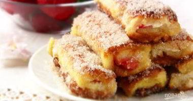 Рецепт Сладких рулетиков-гренков по-французски