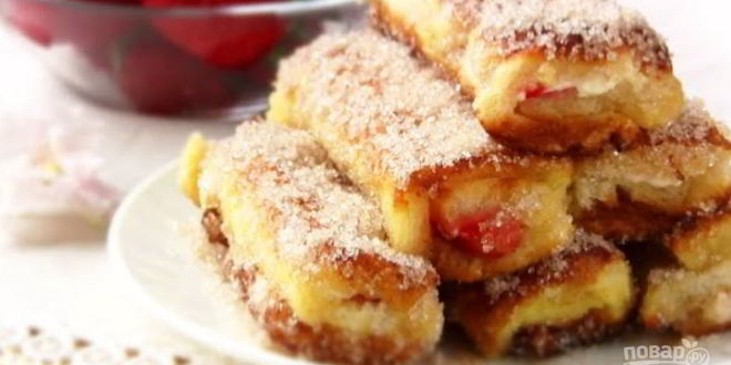 Рецепт Сладких рулетиков-гренков по-французски