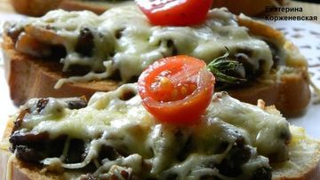 Рецепт Сырных гренков с грибами