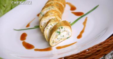 Рецепт Канапе из омлета с творогом