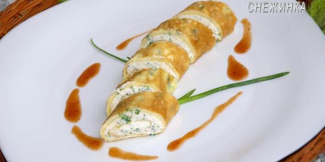 Рецепт канапе из омлета с творогом