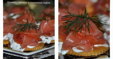 Рецепт Канапе с лососем и сливочным сыром
