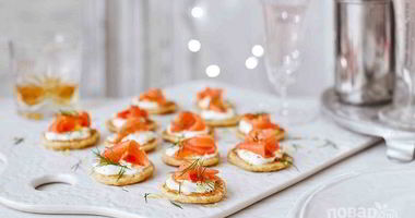Рецепт Новогодних канапе с семгой