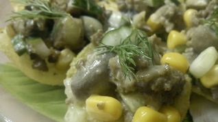 Рецепт Каноэ — грибов с мясным фаршем