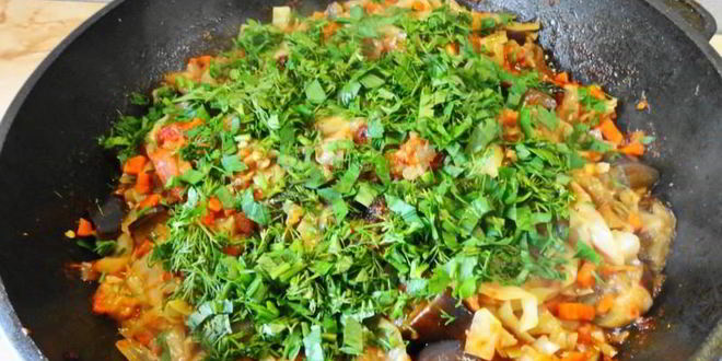 Рецепт капусты с баклажанами