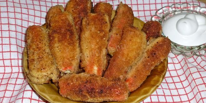 Рецепт крабовых палочек в кляре с сыром