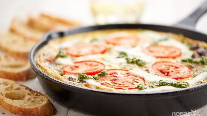 Рецепт фриттаты с грибами и шпинатом