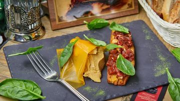 Рецепт Утиного паштета с желе из апельсина с французским десертным хлебом