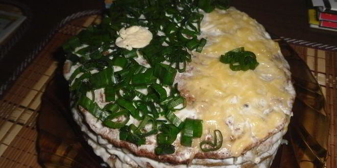 Рецепт кабачкова-печеночного тортик