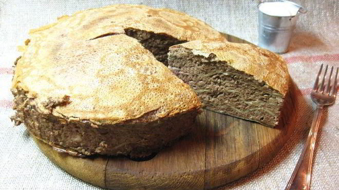 Рецепт печеночного блинного торта