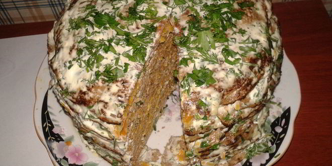 Рецепт Печеночного торта из говяжьей печени