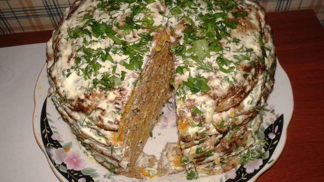 Рецепт печеночного торта из говяжьей печени