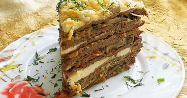 Рецепт Печеночного торта с грибами