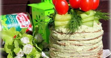 Рецепт Печеночного торта с нежным гороховым паштетом