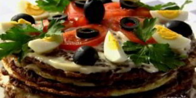 Рецепт печеночного торта с омлетом