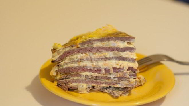 Рецепт печеночного торта с овощами