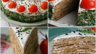 Рецепт Печеночного торта со сметанным соусом