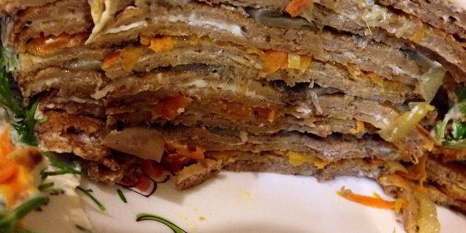 Рецепт торта из печеночных блинов весна шагает по планете