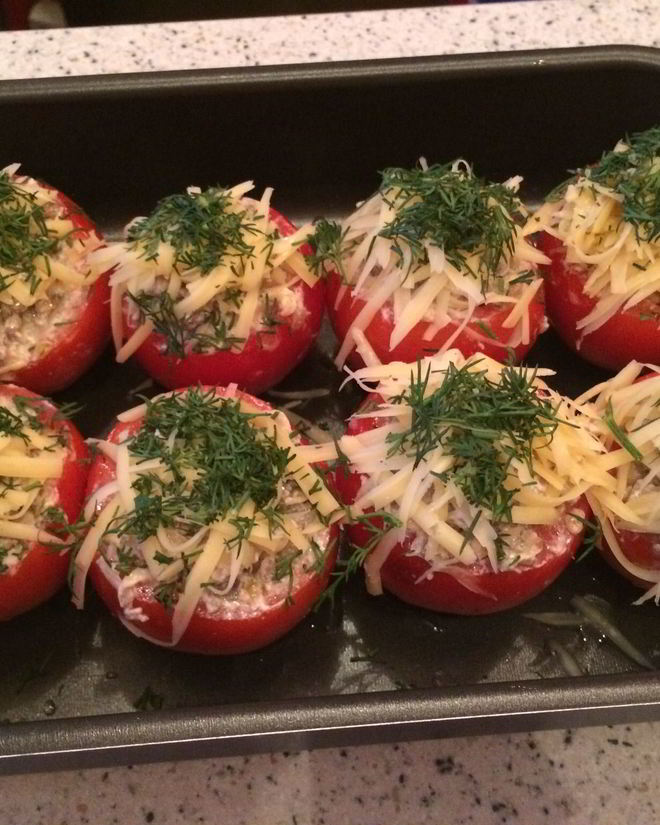 Рецепт помидоров фаршированных мясом и грибами