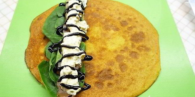 Рецепт роллов из тыквы со шпинатом, копченостями и фисташковым майонезом