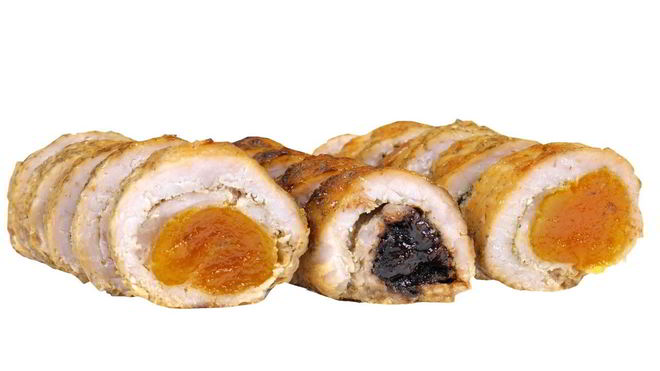 Рецепт мясных рулетиков с черносливом и курагой