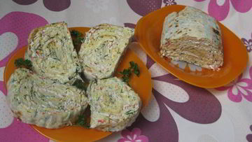 Рецепт Рулета из лаваша с крабовыми палочками
