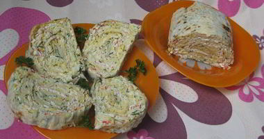 Рецепт Рулета из лаваша с крабовыми палочками