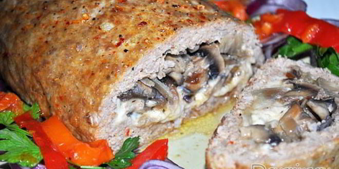 Рецепт Рулета из мясного фарша с грибами
