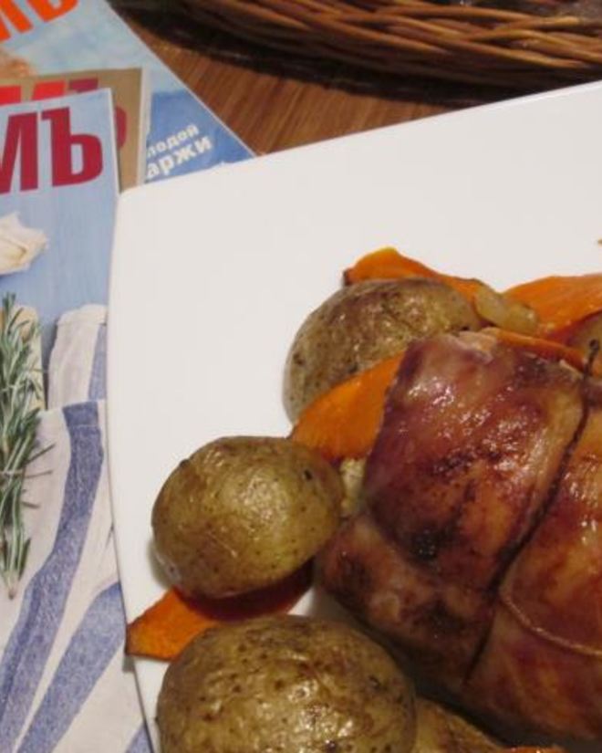 Рецепт рулета из пашины, запеченный с овощами